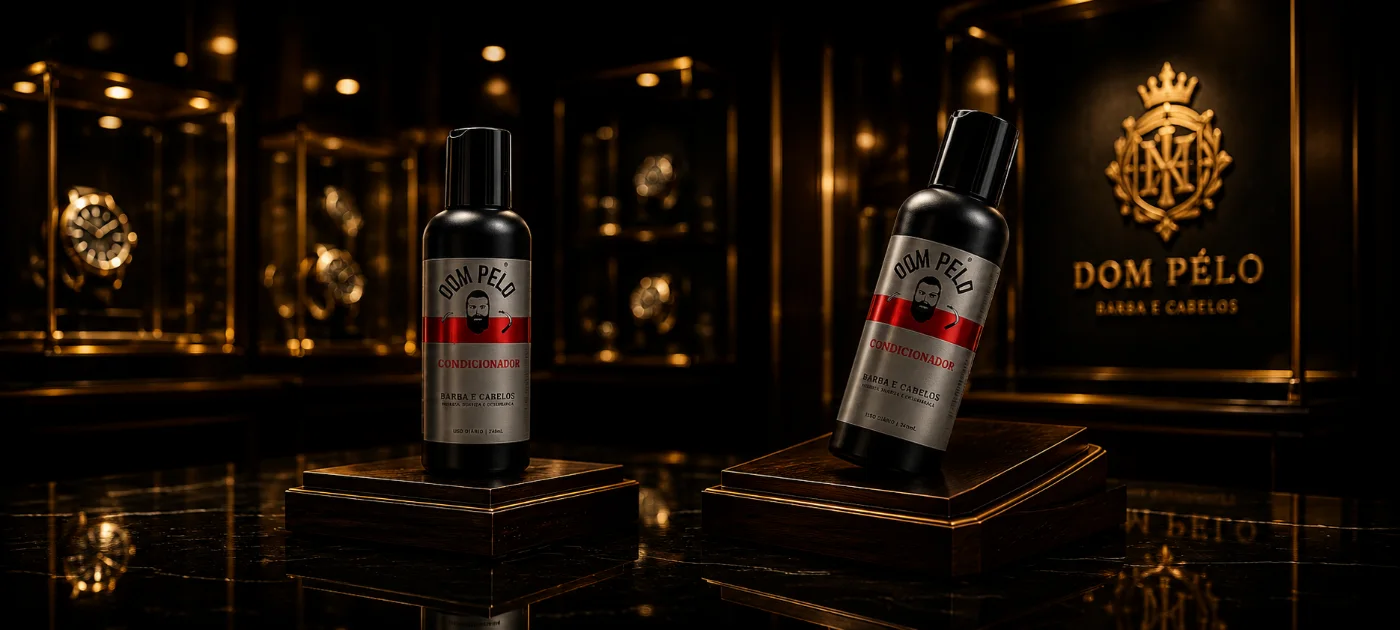 Linha de produtos profissionais de barba e cabelo disponível para os alunos