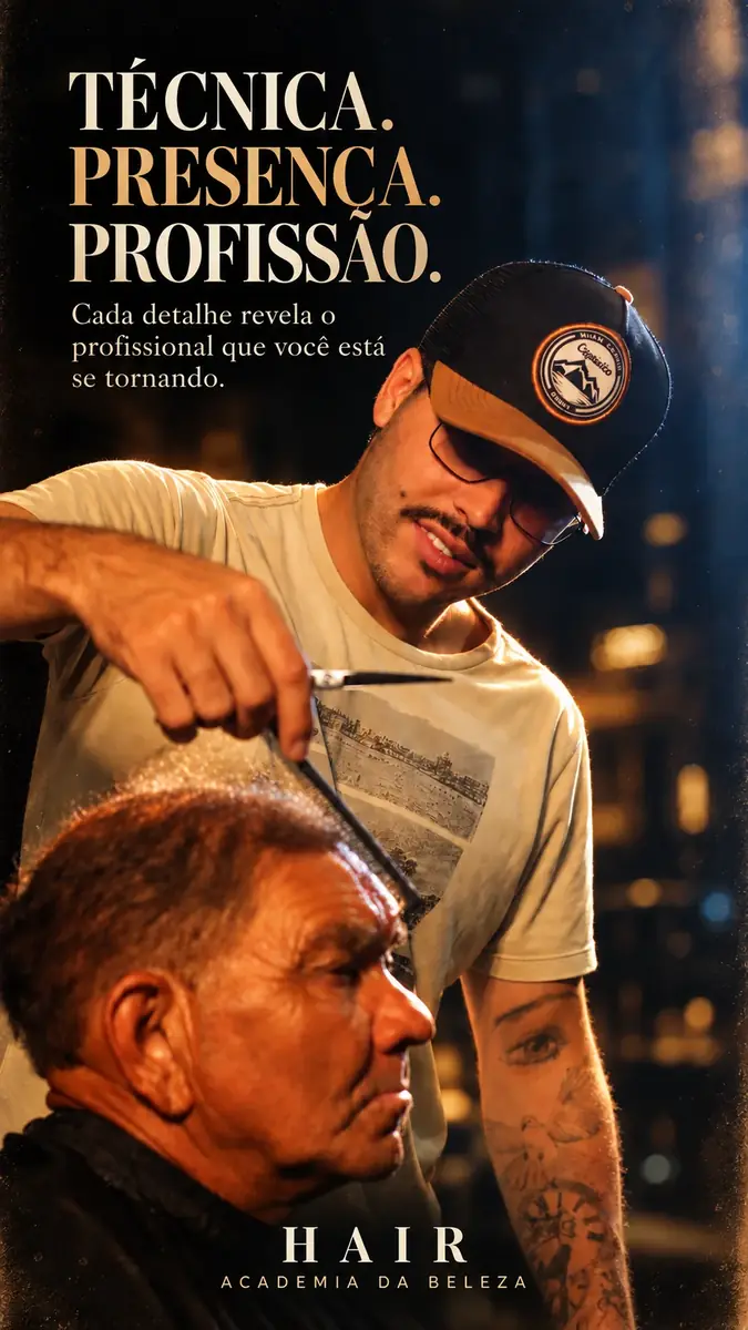 Técnica. Presença. Profissão. Cada detalhe revela o profissional que você está se tornando.